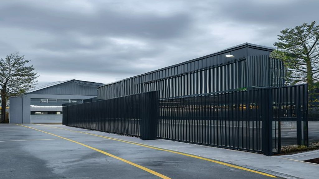 Steel security fencing around a commercial property