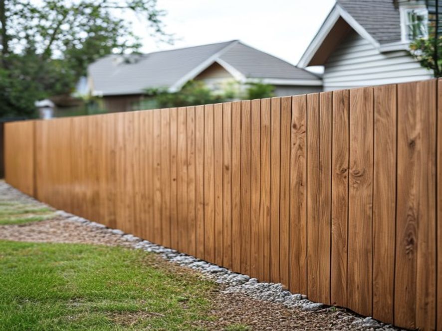 Newly installed cedar privacy fence replacing an old one
