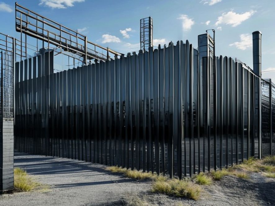 Industrial steel security fence